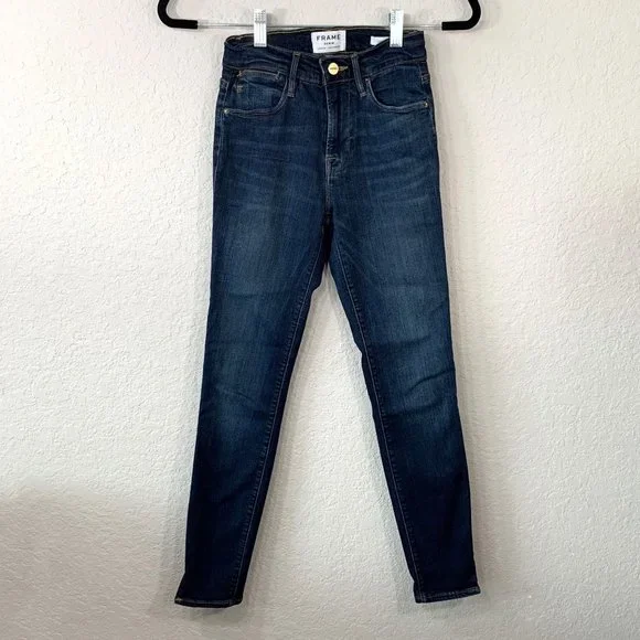 FRAME Denim Le High Skinny Slit Hem Skinny Jeans In Wythe - Picture 2 of 12